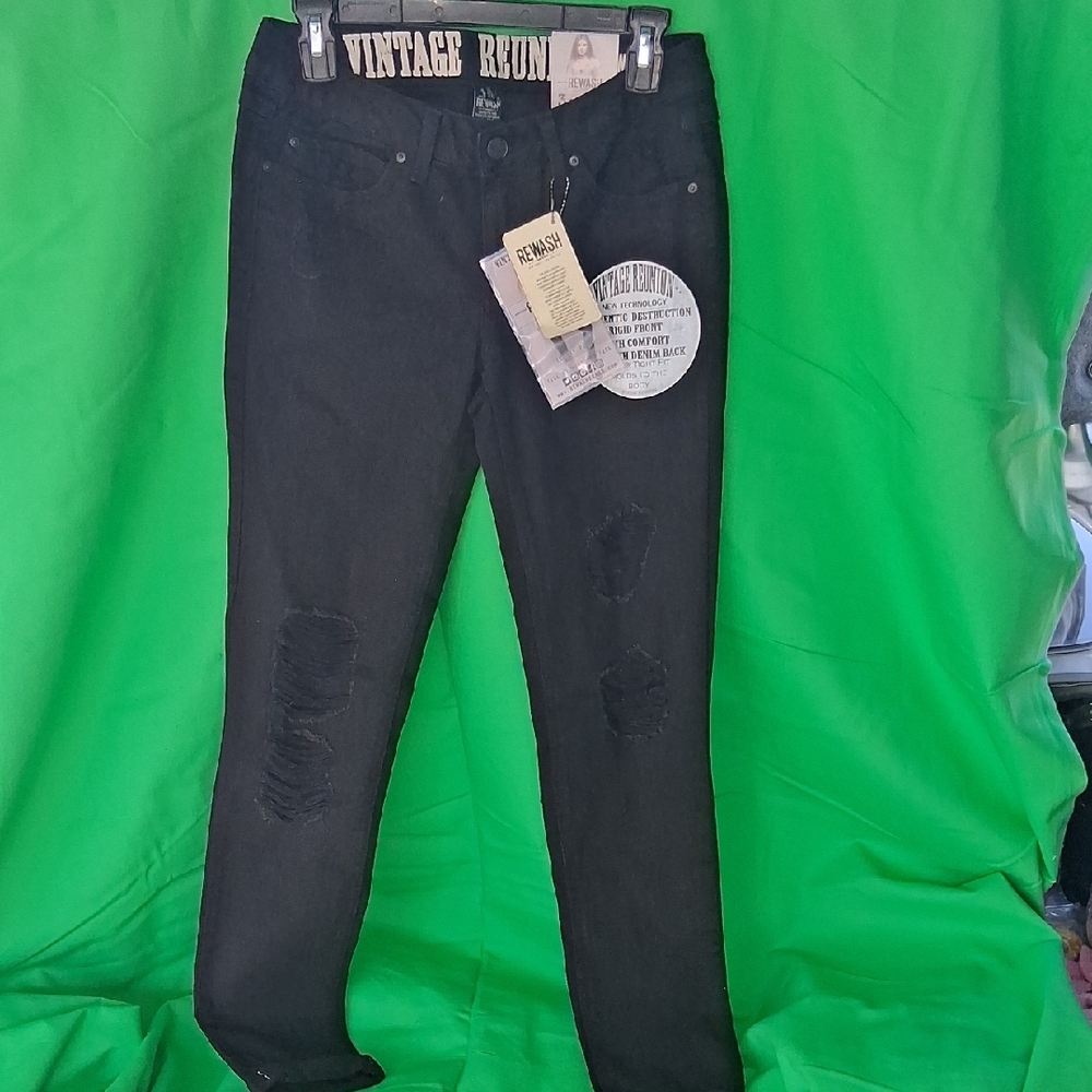 Rewash Black Skinny Distressed Jeans